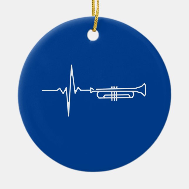 Trumpet Heartbeat Trumpet Player Gift Ceramic Tree Decoration (Front)