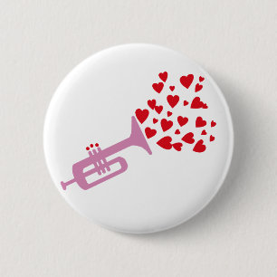 Trumpet Hearts 6 Cm Round Badge