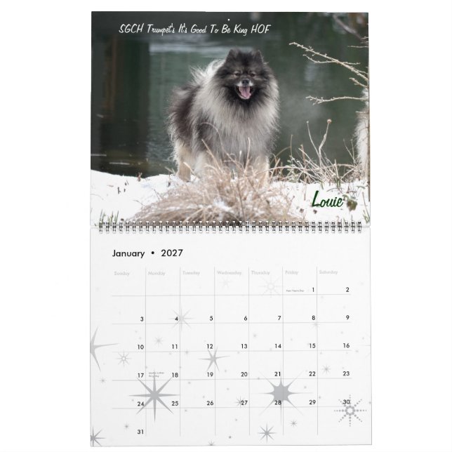 Trumpet Keeshond Calendar (Jan 2027)