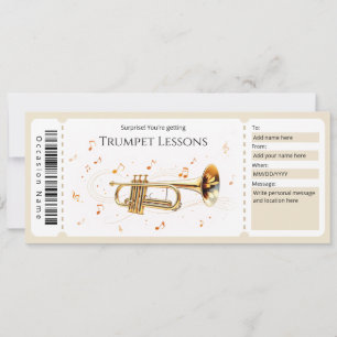 Trumpet Lessons Gift Certificate Invitation