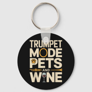 Trumpet Mode Pets and Wine Funny Music Lover Key Ring
