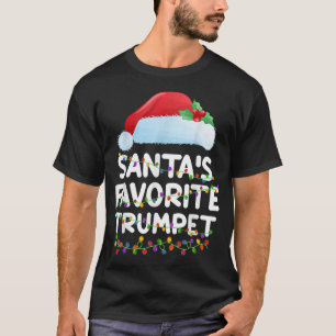 Trumpet Music Lover Lighting Santa Hat Trumpet Chr T-Shirt