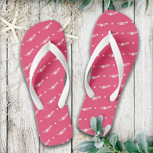 Trumpet Music & Marching Band Musician Gift Pink Flip Flops