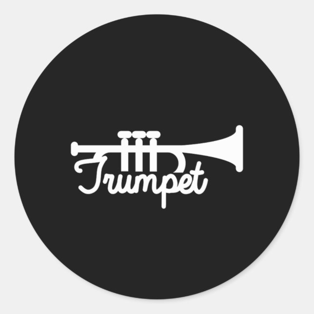 Trumpet Music Musician Instrument Orchestra Gift Classic Round Sticker (Front)