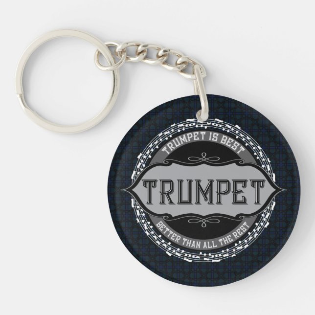 Trumpet Music Note Circle Key Ring (Front)