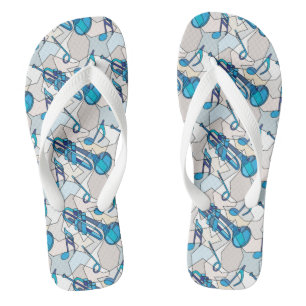 Trumpet Music Note Fragments Flip Flops