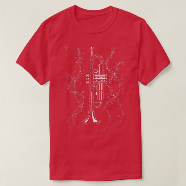 Trumpet Music Notes Instrument Musician Trumpeter  T-Shirt (Design Front)