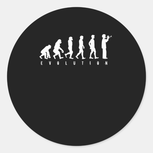 Trumpet Music Notes Musical Instrument Musician Ev Classic Round Sticker (Front)