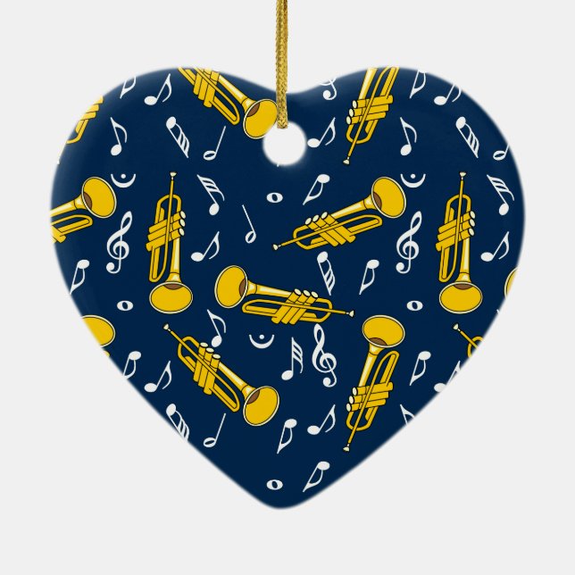 Trumpet Music Notes Pattern Ceramic Tree Decoration (Back)