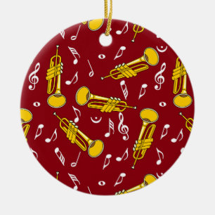 Trumpet Music Notes Pattern Ceramic Tree Decoration