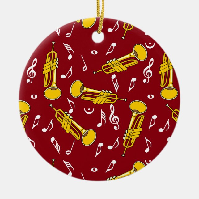 Trumpet Music Notes Pattern Ceramic Tree Decoration (Front)