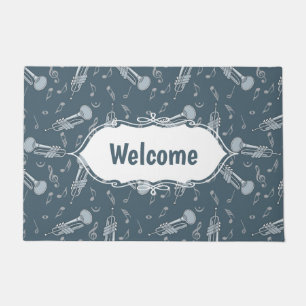 Trumpet Music Notes Pattern Doormat