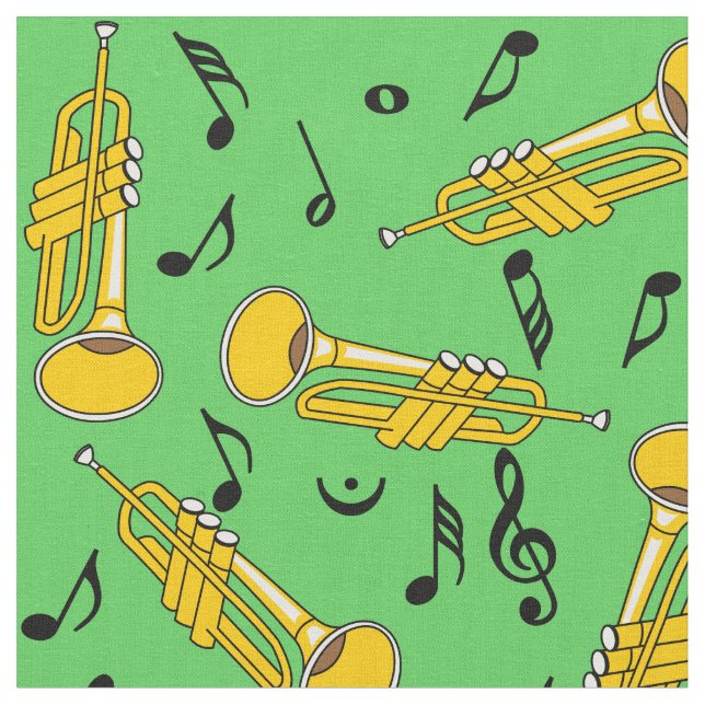Trumpet Music Notes Pattern Fabric (Close Up)