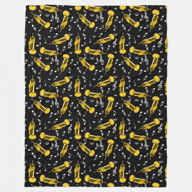 Trumpet Music Notes Pattern Fleece Blanket (Front)