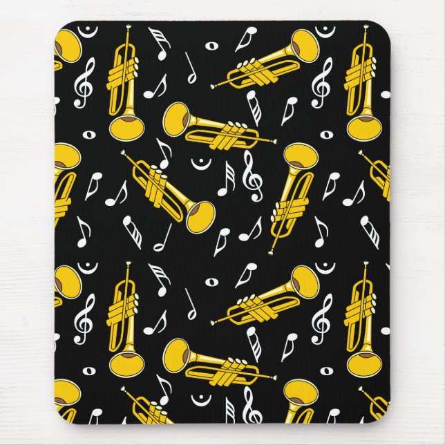 Trumpet Music Notes Pattern Mouse Mat (Front)