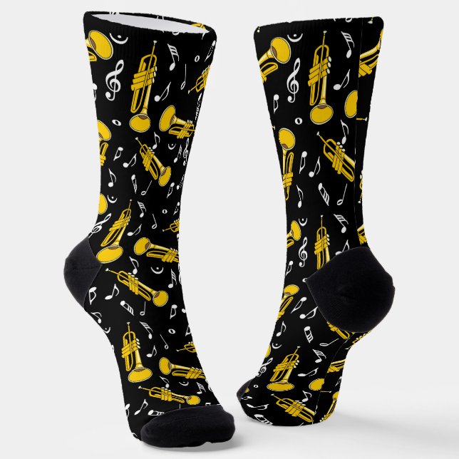 Trumpet Music Notes Pattern Socks (Angled)