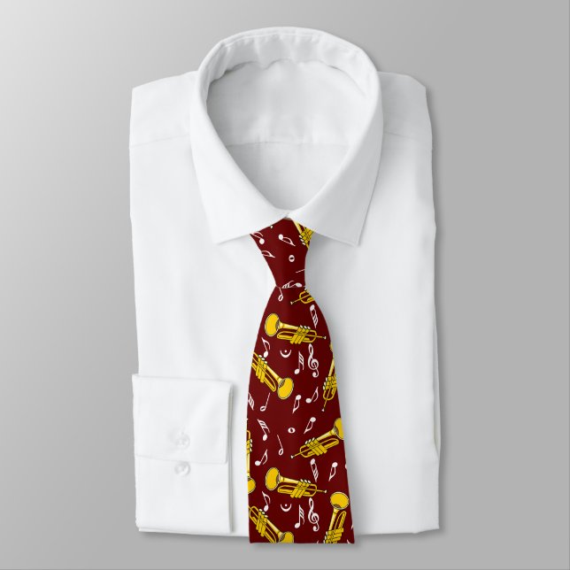 Trumpet Music Notes Pattern Tie (Tied)