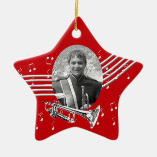 Trumpet Music Red Star Ceramic Tree Decoration
