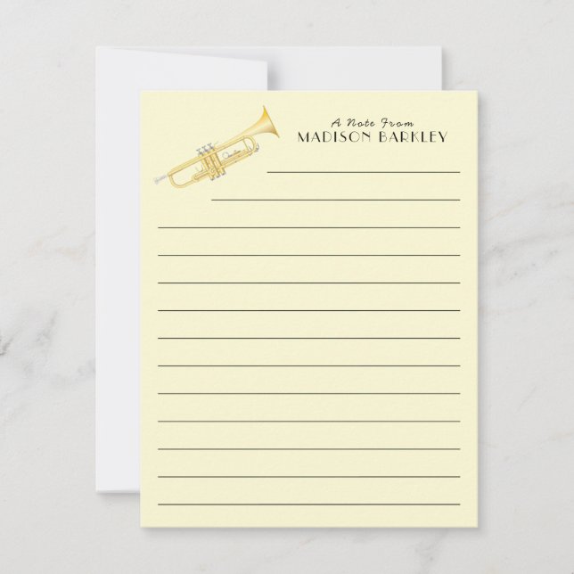 Trumpet Musician Band Teacher Thank You Card (Front)