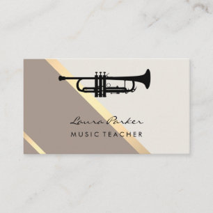Trumpet Musician Music Teacher Instrument Gold Business Card