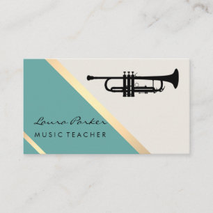 Trumpet Musician Music Teacher Retro Gold Business Card