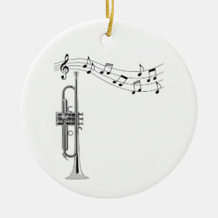 Trumpet Musician With Music Notes Ceramic Tree Decoration