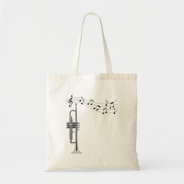 Trumpet Musician With Music Notes Tote Bag (Front)