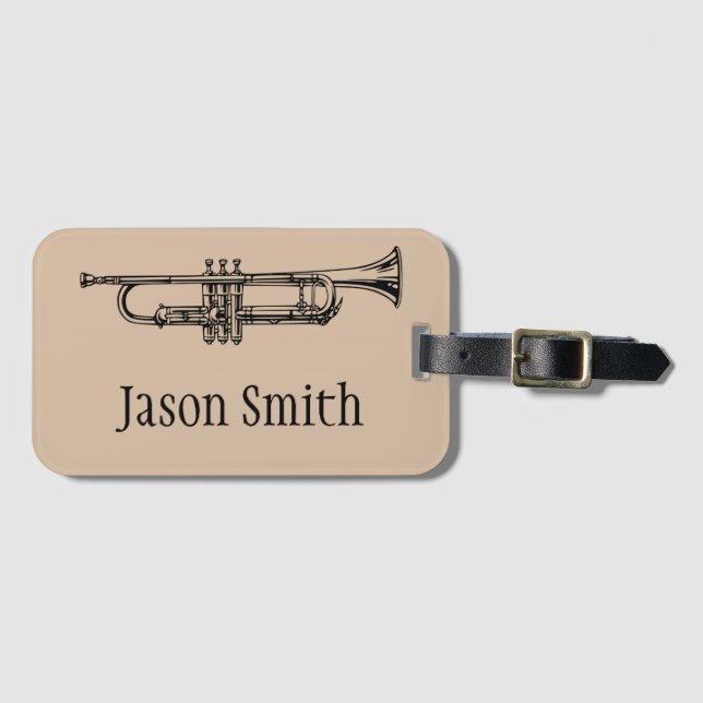Trumpet name brass instrument case luggage tag (Front Horizontal)