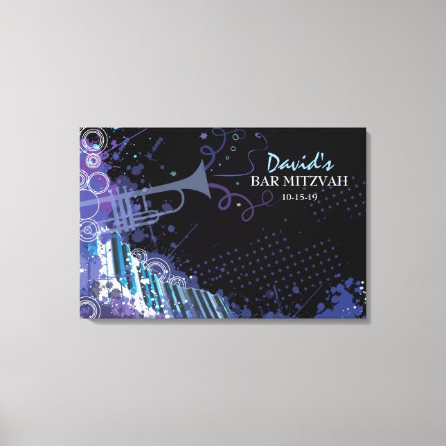 Trumpet & Piano Bar Bat Mitzvah Sign In Board (Front)