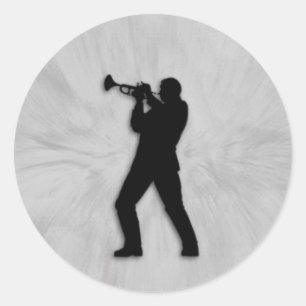Trumpet Player Classic Round Sticker