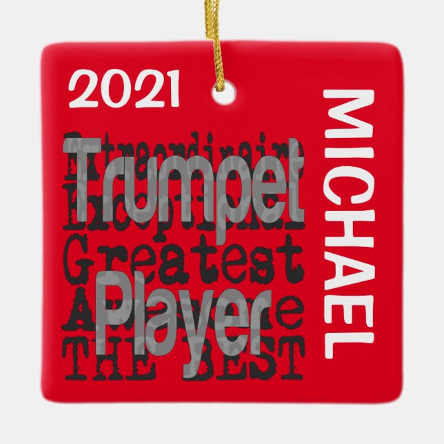 Trumpet Player Extraordinaire CUSTOM Ceramic Ornament (Front)