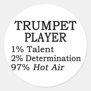 Trumpet Player Hot Air Classic Round Sticker