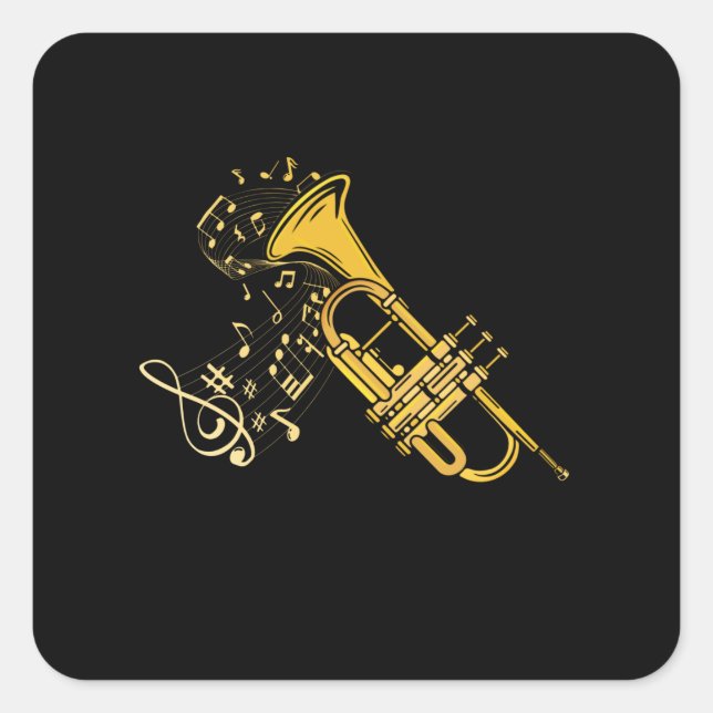 Trumpet Player Jazz Music Gift Big Band Trumpet Square Sticker (Front)
