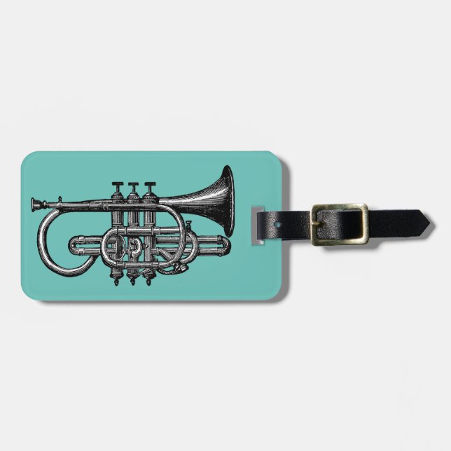Trumpet Player Luggage Tag (Front Horizontal)