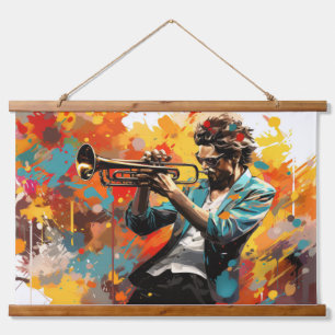 Trumpet Player Music Painting Abstract Art Decor Hanging Tapestry