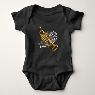 Trumpet Player Musical Notes Jazz Music Art Baby Bodysuit