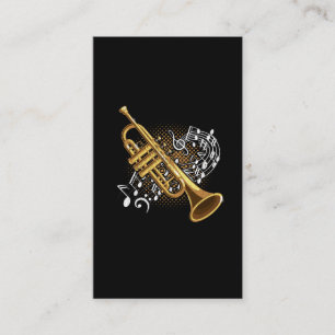 Trumpet Player Musical Notes Jazz Music Art Business Card