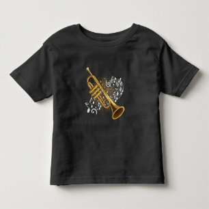 Trumpet Player Musical Notes Jazz Music Art Toddler T-Shirt