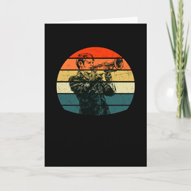 Trumpet Player Musician Blaskapelle Jazz Retro Card (Front)