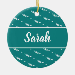 Trumpet Player Musician Gift Personalised Custom Ceramic Tree Decoration