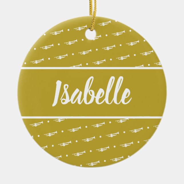 Trumpet Player Musician Gift Personalised Custom Ceramic Tree Decoration (Front)