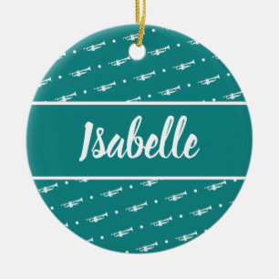 Trumpet Player Musician Gift Personalised Custom Ceramic Tree Decoration