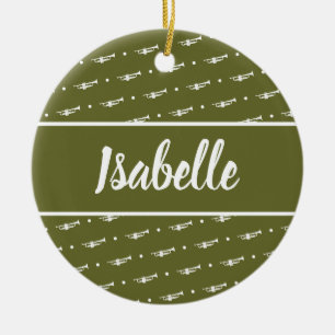 Trumpet Player Musician Gift Personalised Custom Ceramic Tree Decoration