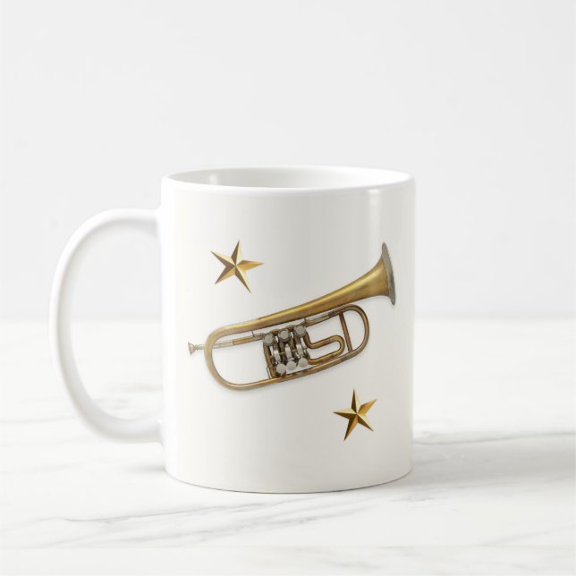 Trumpet Player Musician's Happy Birthday Coffee Mug (Left)