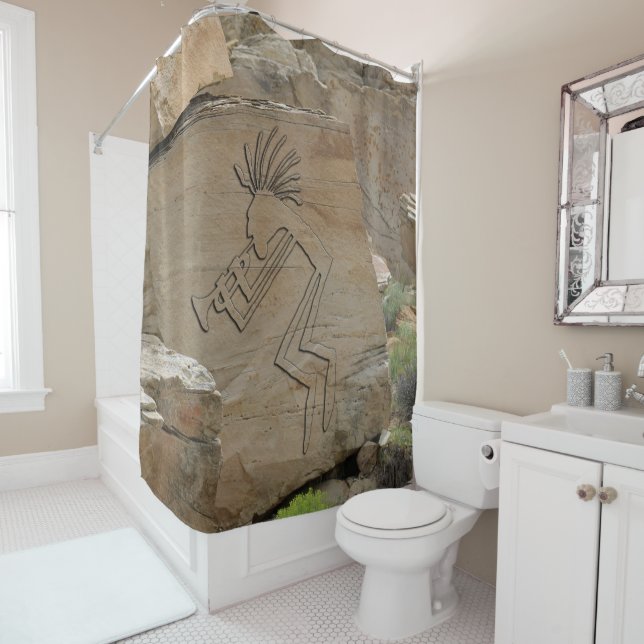 Trumpet Player Petroglyph Shower Curtain (In Situ)
