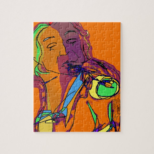 Trumpet Player...Play that funky music! Jigsaw Puzzle (Vertical)