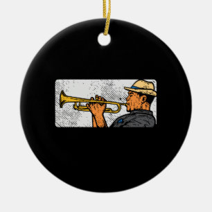 Trumpet Player Retro Trumpet Jazz Music Ceramic Tree Decoration