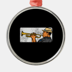 Trumpet Player Retro Trumpet Jazz Music Metal Tree Decoration