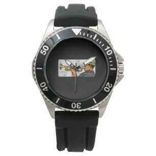 Trumpet Player Retro Trumpet Jazz Music Watch