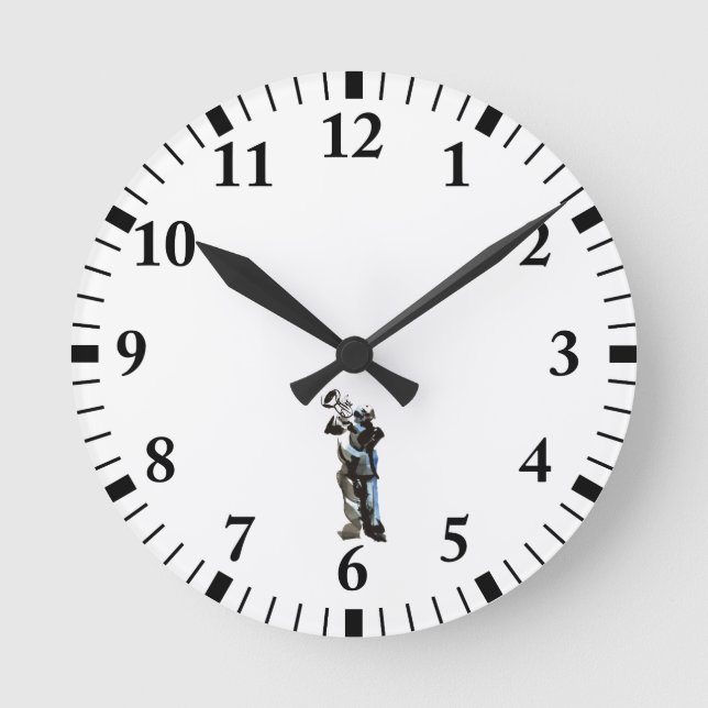 Trumpet Player Round Clock (Front)